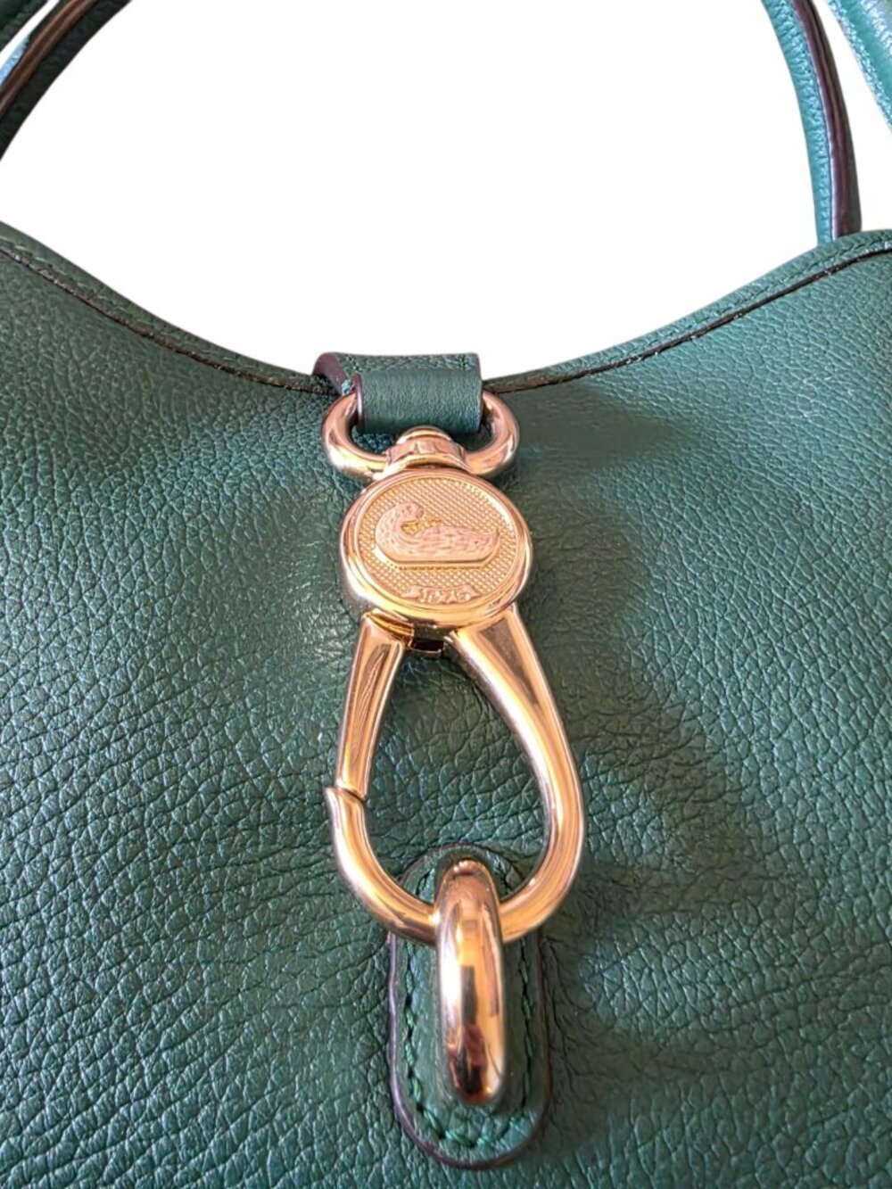 Dooney & Bourke Belvedere Logo Lock Satchel Jade Green Pebble Leather Bag - Picture 3 of 16